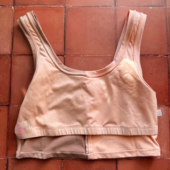 Sz S/M Terez Split Colorblock Crop Top & Leggings In Peach / Beige Set GUC - Picture 4 of 7